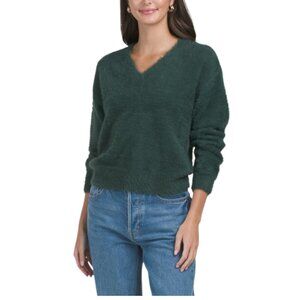 GEMMA+ JANE V-neck Faux Angora Sweater